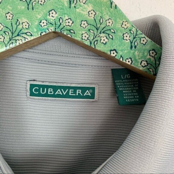 Cubavera Gray Short Sleeve Performance Polo Shirt Classic Fit Golf Casual Large - Picture 4 of 4